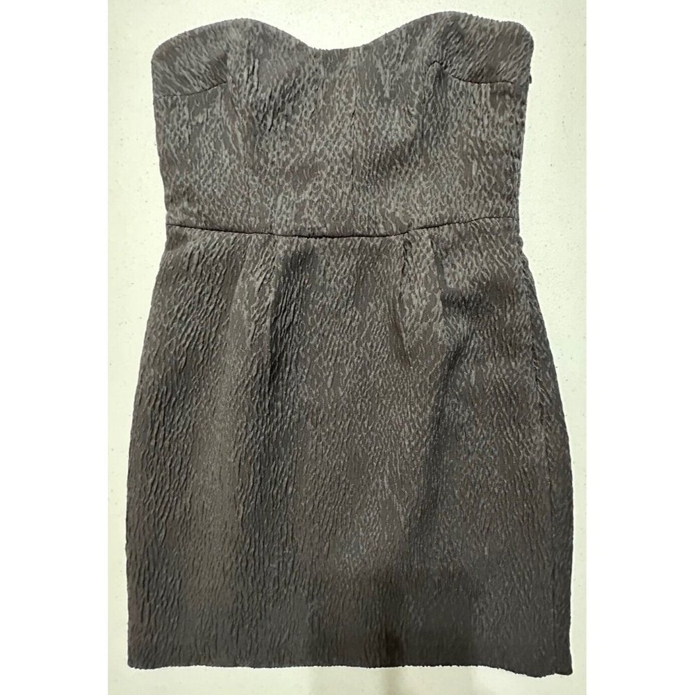 BCBGeneration Lead Gray Strapless Textured Sheath Pleat Back Knee Length Dress 6